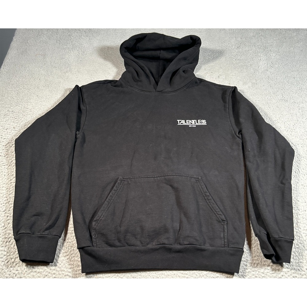 Talentless Hoodie Mens Medium Black Fleece Lined Graphic Logo Skateboarding